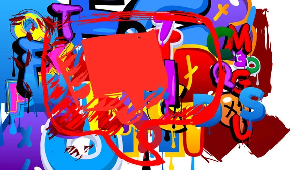 Czerwona Bańka Mowy Graffiti Kolorowym Tle Abstrakcyjny Nowoczesny Messaging Znak — Wektor stockowy