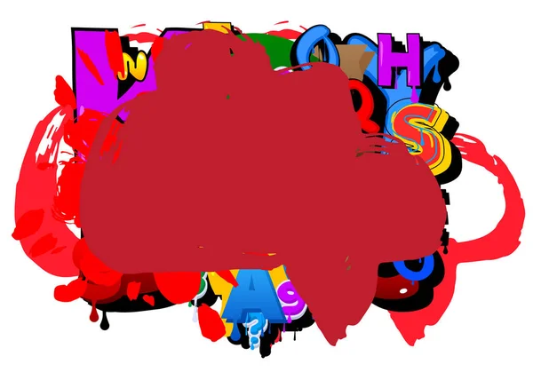 Красные Граффити Речи Пузырь Красочном Фоне Абстрактное Современное Оформление Вывесок — стоковый вектор