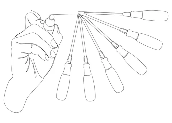 Une Ligne Continue Visseuse Dessinée Avec Crayon Feutre Pointe Stylo — Image vectorielle