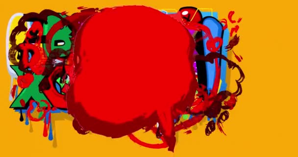 Abstrakt Red Graffiti Tal Bubble Animation Urban Stil Meddelande Tecken — Stockvideo