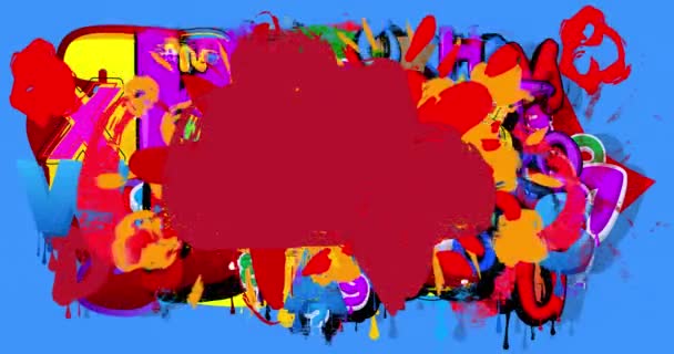 Абстрактная Анимация Red Graffiti Speech Bubble Надпись Городском Стиле Цветном — стоковое видео