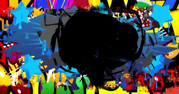Black Graffiti Speech Bubble Animazione Sfondo Colorato Stile Urbano Messaggio — Video Stock