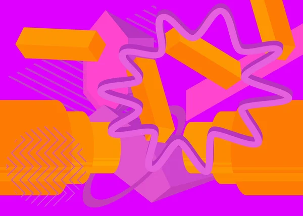 Oranje Paars Geometrische Grafische Retro Thema Achtergrond Illustratie Vector Minimale — Stockvector