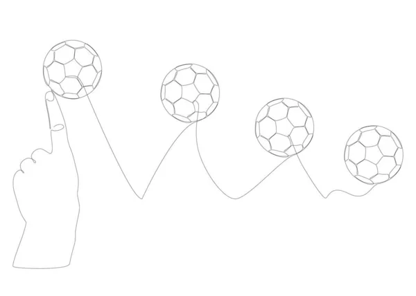 Jedna Ciągła Linia Ręki Football Piłka Nożna Thin Line Ilustracja — Wektor stockowy