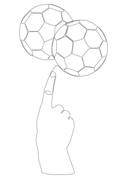 サッカー サッカーのボールが付いている1つの連続的なライン 薄いラインイラスト素材ベクタースポーツコンセプト クリエイティブなアイデアを描くツアー — ストックベクタ