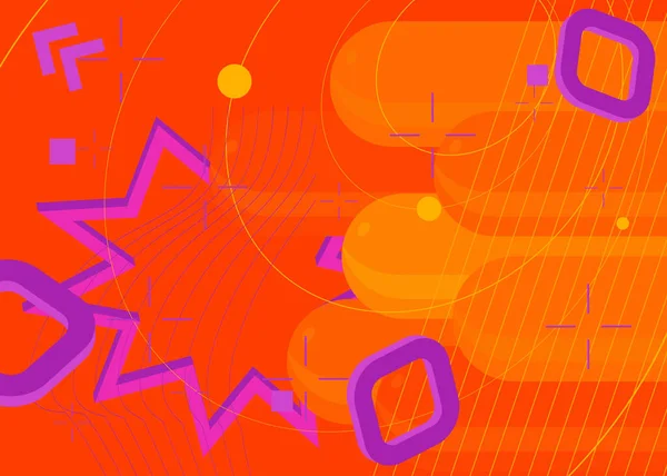 Oranžová Fialová Geometrické Grafické Retro Téma Pozadí Ilustrace Vektorové Minimální — Stockový vektor