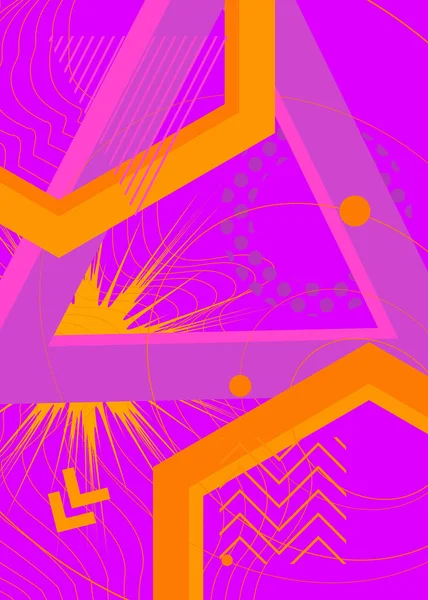 Illustration Fond Thème Graphique Rétro Géométrique Orange Violet Vecteur Minimes — Image vectorielle