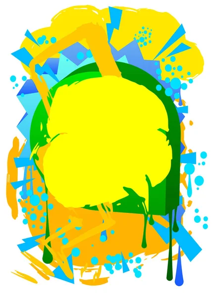 Burbuja Discurso Graffiti Azul Verde Amarillo Símbolo Mensajería Moderna Abstracta — Vector de stock