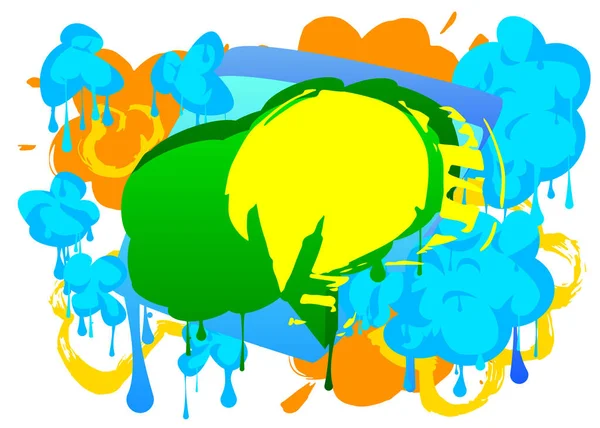 Blaue Grüne Und Gelbe Graffiti Sprechblase Abstrakte Moderne Messaging Zeichen — Stockvektor