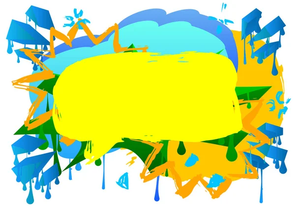 Mavi Yeşil Sarı Graffiti Konuşma Balonu Soyut Çağdaş Mesajlaşma Tabelası — Stok Vektör