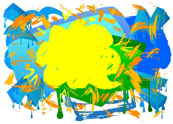 绿色和黄色的涂鸦语音泡沫 摘要现代信息符号街艺术装饰 城市绘画风格中的商榷图标 — 图库矢量图片