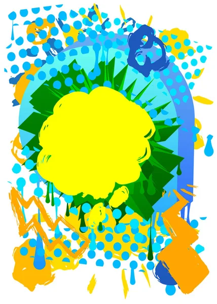 Bolha Fala Graffiti Azul Verde Amarelo Abstrato Moderno Mensagens Sinal — Vetor de Stock