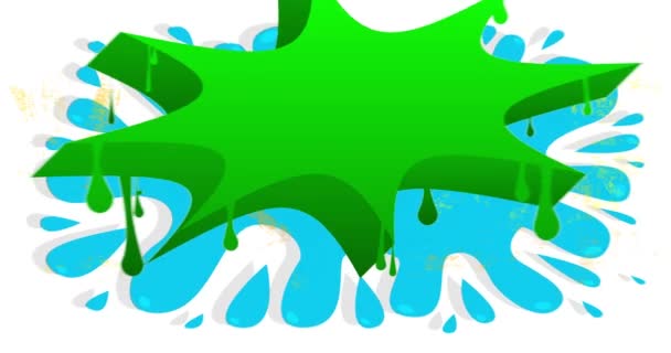 Astratto Giallo Graffiti Speech Bubble Con Animazione Sfondo Verde Blu — Video Stock