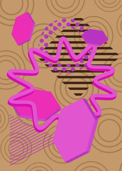 Коричневый Фиолетовый Геометрический Ретро Фон Винтажные Минимальные Геометрические Элементы Тематическая — стоковый вектор