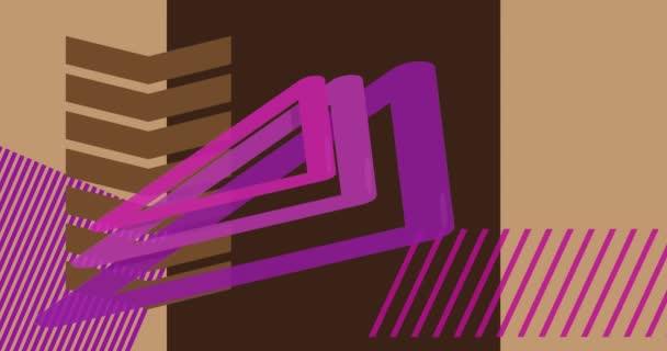 Plantilla Vídeo Fondo Forma Geométrica Marrón Púrpura Diseño Abstracto Movimiento — Vídeos de Stock