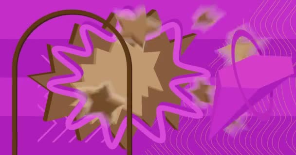 Коричневая Фиолетовая Геометрическая Форма Фонового Видео Искушает Абстрактный Дизайн Простое — стоковое видео