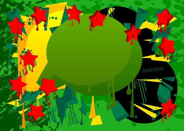 Черный Красный Зеленый Желтый Граффити Речи Пузырь Фона Уличное Искусство — стоковый вектор