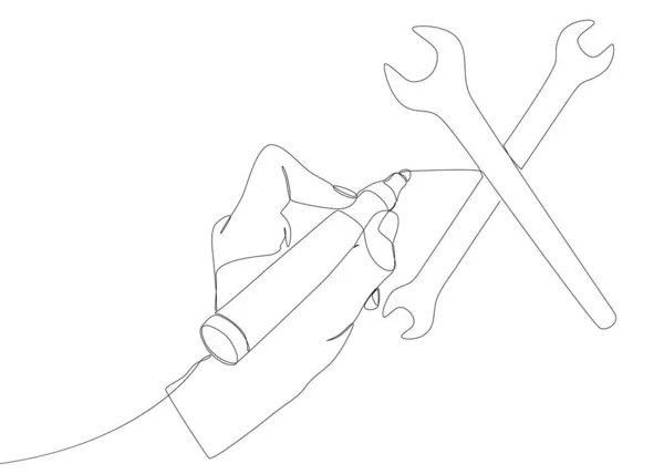 Une Ligne Continue Clé Dessinée Avec Crayon Feutre Pointe Stylo — Image vectorielle