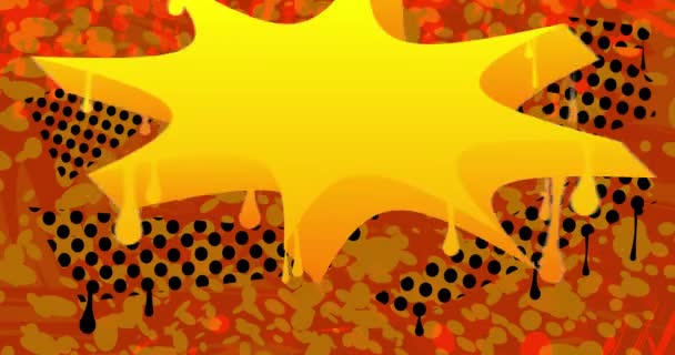 抽象的な黄色 黒と赤のグラフィティスピーチバブルアニメーション アーバンスタイルのメッセージサインの背景 現代トークアイコン漫画ビデオ — ストック動画