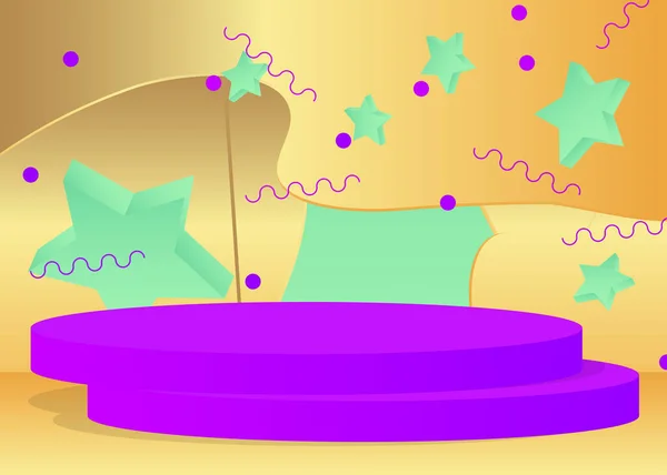Фиолетовый Бирюзовый Золотой Дисплей Продукта Макет Пьедестала Векторного Цилиндра Абстрактная — стоковый вектор