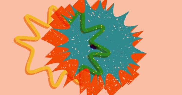 Abstrakte Risograph Sprechblase Mit Geometrischen Formen Animation Geometrie Elemente Cartoon — Stockvideo