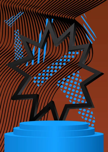 Abstrato Preto Azul Marrom Vetor Cilindro Pedestal Pódio Exibição Geométrica — Vetor de Stock