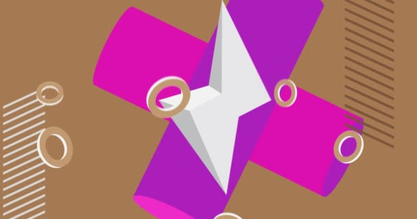 Plantilla Vídeo Fondo Forma Geométrica Marrón Blanca Púrpura Diseño Abstracto — Vídeos de Stock