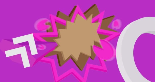 ブラウン ホワイト 紫色の幾何学的な形の背景ビデオテンプレート 抽象的なデザイン シンプルな移動幾何学的ヴィンテージミニマルグラフィック漫画の動き レトロテーマのバックドロップ — ストック動画