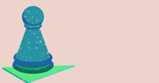 Kleurrijke Pion Schaakstuk Met Spraakzeepbel Geometrische Vormen Animatie Voorwerp Trendy — Stockvideo