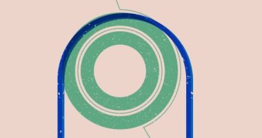 Renkli piyon, geometrik şekilli satranç taşı animasyon. Moda riso grafik tasarımlı nesne. Geometri ögeleri soyut risograf tarzı video.