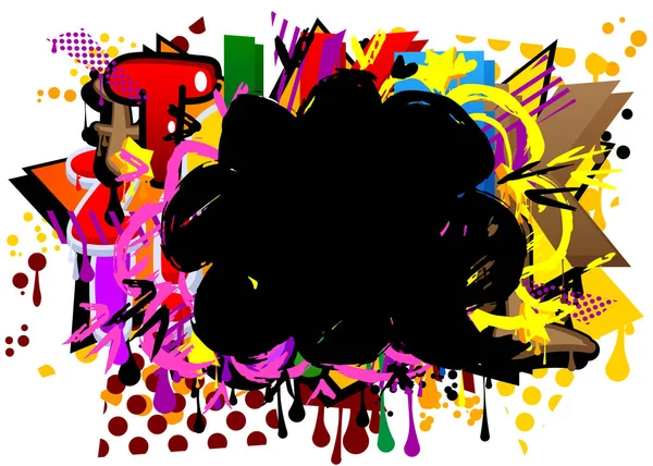 彩色背景上的黑色涂鸦语音泡沫 摘要现代信息符号街艺术装饰 城市绘画风格中的商榷图标 — 图库矢量图片