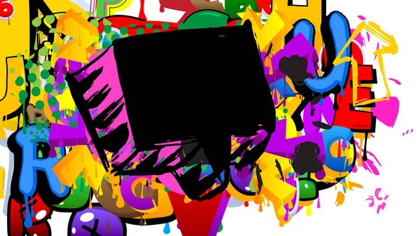 Czarna Bańka Mowy Graffiti Kolorowym Tle Abstrakcyjny Nowoczesny Messaging Znak — Wektor stockowy
