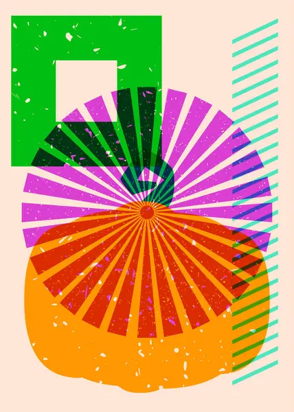 Citrouille Aux Formes Géométriques Colorées Vacances Abstraites Récolte Design Riso — Image vectorielle