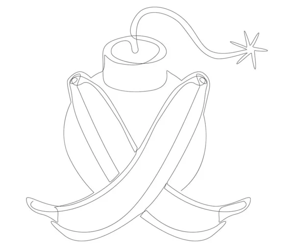 Una Línea Continua Bomba Con Plátano Concepto Vectorial Ilustración Línea — Archivo Imágenes Vectoriales