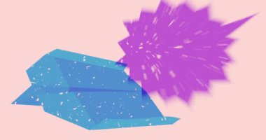 Kağıt uçak ve geometrik şekilli konuşma balonu animasyonu canlandırır. Moda riso grafik tasarımlı nesne. Geometri ögeleri soyut risograf baskı desen tarzı video.