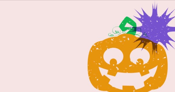 Halloween Jack Lantern Speech Bubble Geometric Shapes Animation Holiday Trendy — Stock Video