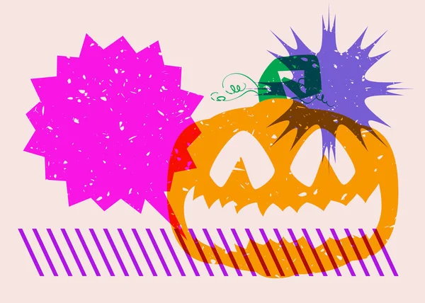 Cartel Gráfico Riso Halloween Con Jack Lantern Burbuja Del Habla — Vector de stock