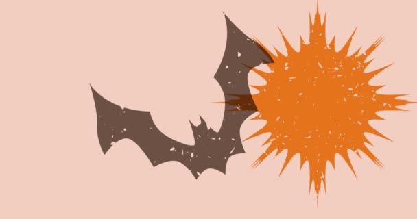 Risógrafo Halloween Bat Bolha Fala Com Formas Geométricas Animação Movendo — Vídeo de Stock