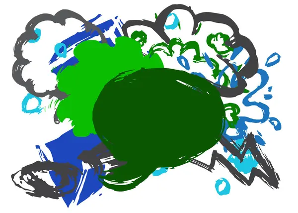 Blaue Schwarze Und Grüne Graffiti Sprechblase Abstrakte Moderne Messaging Zeichen — Stockvektor