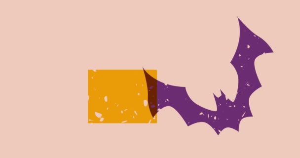 Risograph Halloween Bat Geometrickými Tvary Animace Přesouvání Děsivý Rekreační Objekt — Stock video