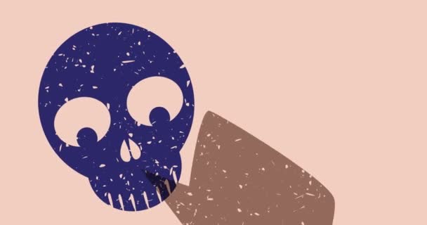 Risógrafo Halloween Crânio Com Bolha Fala Formas Geométricas Animação Férias — Vídeo de Stock