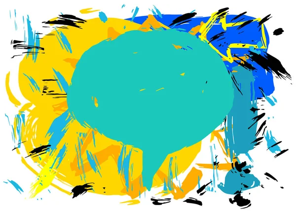 Синий Черный Желтый Граффити Речевой Пузырь Знак Векторной Рассылки Выполнен — стоковый вектор