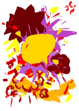 Mor, kırmızı ve sarı graffiti konuşma balonu. Soyut Çağdaş Mesajlaşma tabelası sokak sanatı dekorasyonu, Tartışma simgesi kentsel resim tarzında icra edildi.