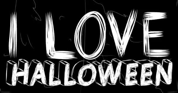 Love Halloween Word Animation Old Chaotic Film Strip Grunge Effect — Stock Video