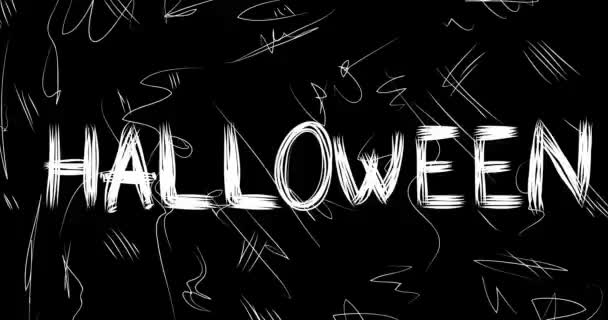 Halloween Ord Animation Gamla Kaotiska Filmremsa Med Grunge Effekt Upptagen — Stockvideo