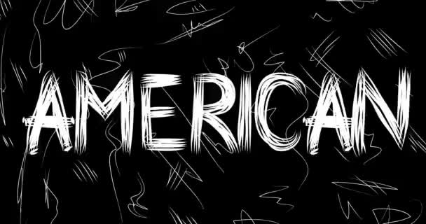 Amerikanska Ord Animation Gamla Kaotiska Filmremsa Med Grunge Effekt Upptagen — Stockvideo