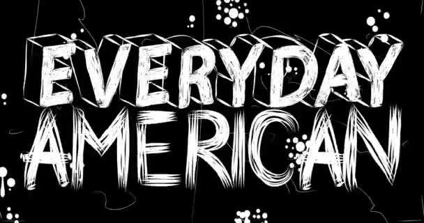 Varje Dag Amerikanska Ord Animation Gamla Kaotiska Filmremsa Med Grunge — Stockvideo