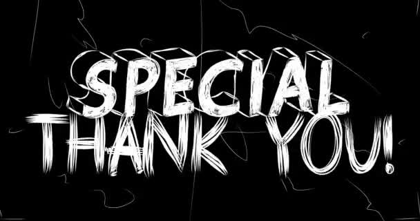 Speciale Animazione Parole Ringraziamento Vecchie Strisce Film Caotici Con Effetto — Video Stock