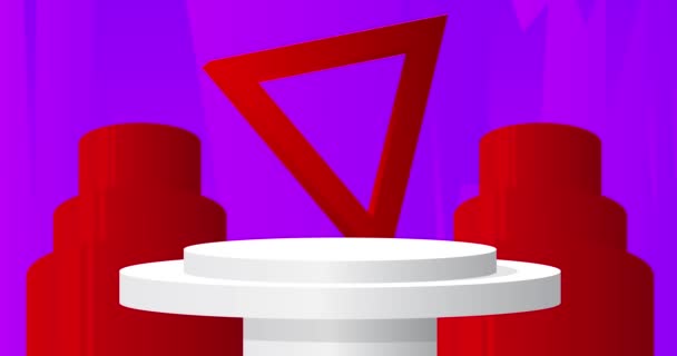 Czerwona Fioletowo Biała Scena Animacji Showcase Mockup Cylinder Piedestał Podium — Wideo stockowe