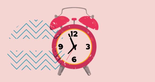 Risograph Alarm Clock Geometric Shapes Animation Waking Concept Moving Object — Stock Video